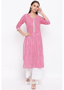 Pink Printed Readymade Casual Wear Kurti