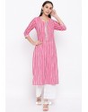 Pink Printed Readymade Casual Wear Kurti