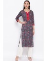 Dark Grey Readymade Casual Wear Kurti