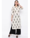 Off White Readymade Casual Wear Kurti