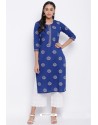 Royal Blue Readymade Casual Wear Kurti