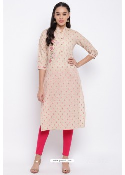 Cream Readymade Casual Wear Kurti