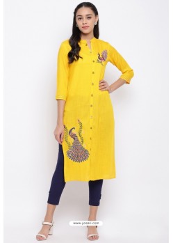 Yellow Readymade Casual Wear Kurti