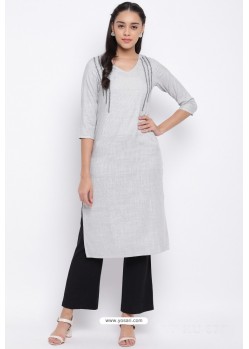 Light Grey Readymade Casual Wear Kurti