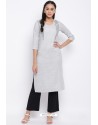 Light Grey Readymade Casual Wear Kurti