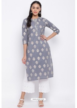 Grey Readymade Casual Wear Kurti