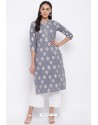 Grey Readymade Casual Wear Kurti