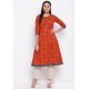 Orange Readymade Casual Wear Kurti