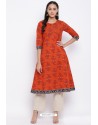 Orange Readymade Casual Wear Kurti