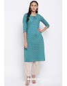 Aqua Blue Readymade Casual Wear Kurti