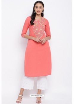 Peach Readymade Casual Wear Kurti