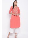 Peach Readymade Casual Wear Kurti