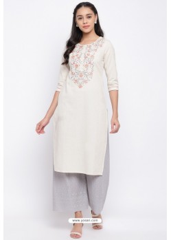 Off White Readymade Casual Wear Kurti