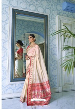 Off White Latest Designer Classic Silk Saree