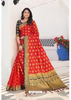Red Latest Designer Weaving Silk Saree