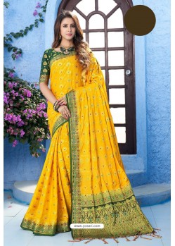 Yellow Latest Designer Weaving Silk Saree