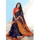 Navy Blue Latest Designer Weaving Silk Saree