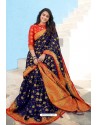 Navy Blue Latest Designer Weaving Silk Saree