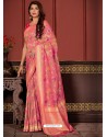 Hot Pink Banarasi Silk Heavy Designer Saree