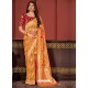 Orange Banarasi Silk Heavy Designer Saree