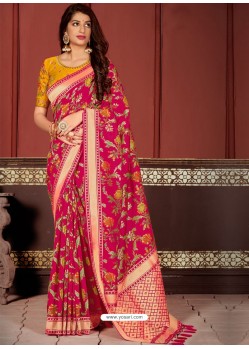 Rani Pink Banarasi Silk Heavy Designer Saree