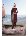 Maroon Pure Satin Georgette Party Wear Straight Suit