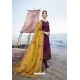 Purple Pure Satin Georgette Party Wear Straight Suit