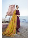 Purple Pure Satin Georgette Party Wear Straight Suit