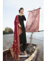 Black Pure Satin Georgette Party Wear Straight Suit