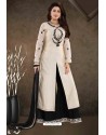 Cream And Black Pink Art Silk Party Wear Designer Suit