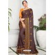 Brown Silk Designer Embroidered Saree