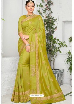 Green Silk Designer Embroidered Saree