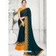 Peacock Blue Chiffon Designer Embroidered Saree