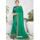 Teal Chiffon Designer Embroidered Saree