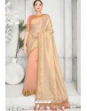 Beige Summer Silk Designer Embroidered Saree