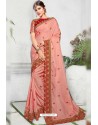 Light Pink Silk Designer Embroidered Saree