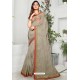 Grey Chiffon Designer Embroidered Saree