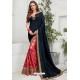 Navy And Pink Silk Designer Embroidered Saree