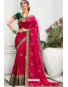 Rani Pink Silk Designer Embroidered Saree