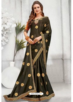 Mehendi Silk Designer Embroidered Saree