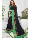 Navy Blue Silk Designer Embroidered Saree