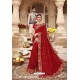 Red Heavy Designer Burfi Silk Saree