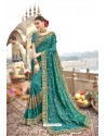 Teal Heavy Designer Burfi Silk Saree