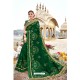 Dark Green Heavy Designer Burfi Silk Saree