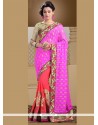 Princely Zari Work Hot Pink Designer Saree