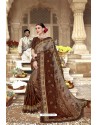 Brown Heavy Designer Burfi Silk Saree