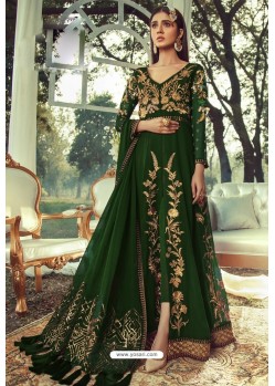 Dark Green Designer Georgette Heavy Embroidered Suit