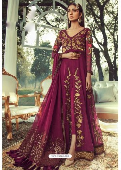 Rani Pink Designer Georgette Heavy Embroidered Suit