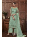 Sea Green Heavy Thread Embroidered Designer Suit