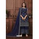 Navy Blue Heavy Thread Embroidered Designer Suit